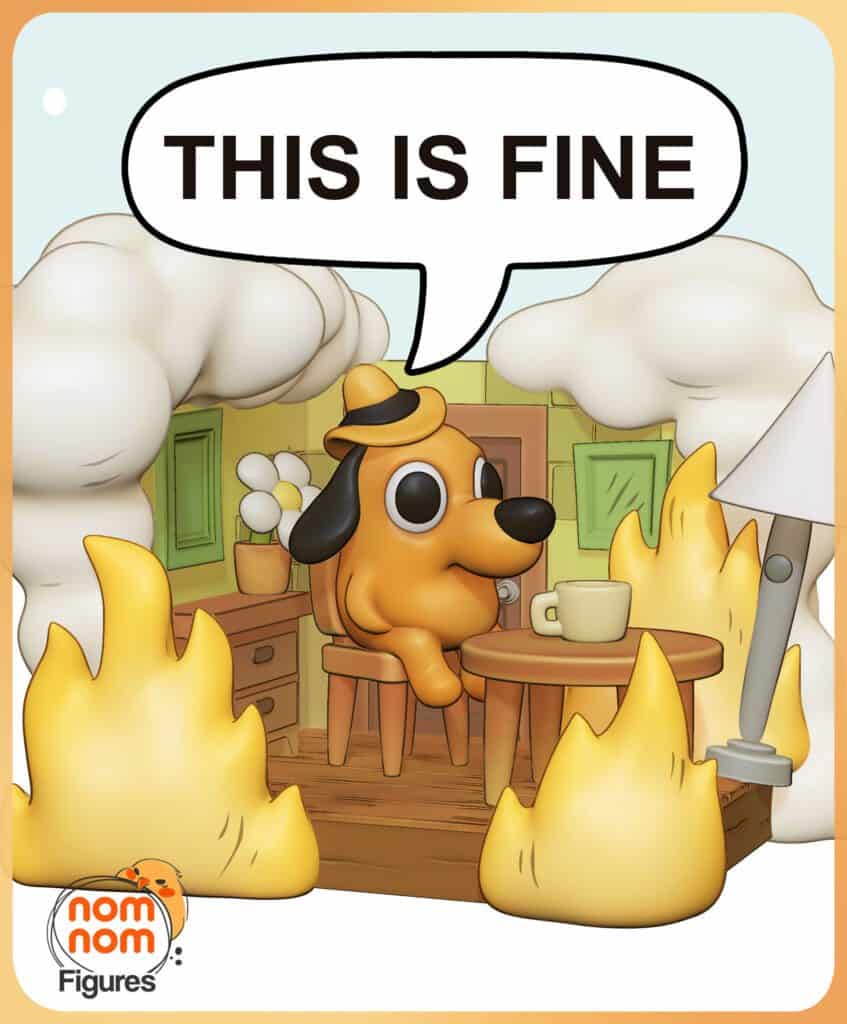 Chibi This is Fine Meme - figurka 3D Drukarnia Marzeń