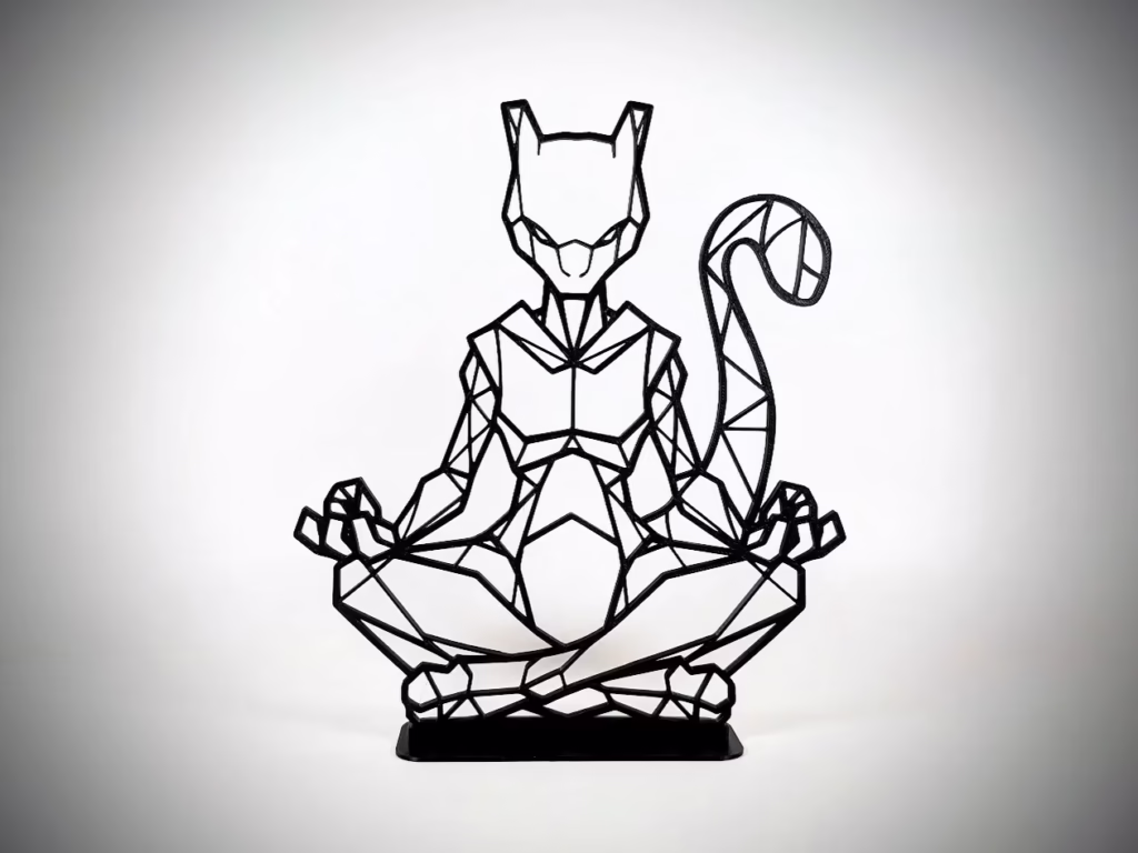 Figurka geometryczna Medytujacy MewTwo z Pokemon - figurka 3D Drukarnia Marzeń