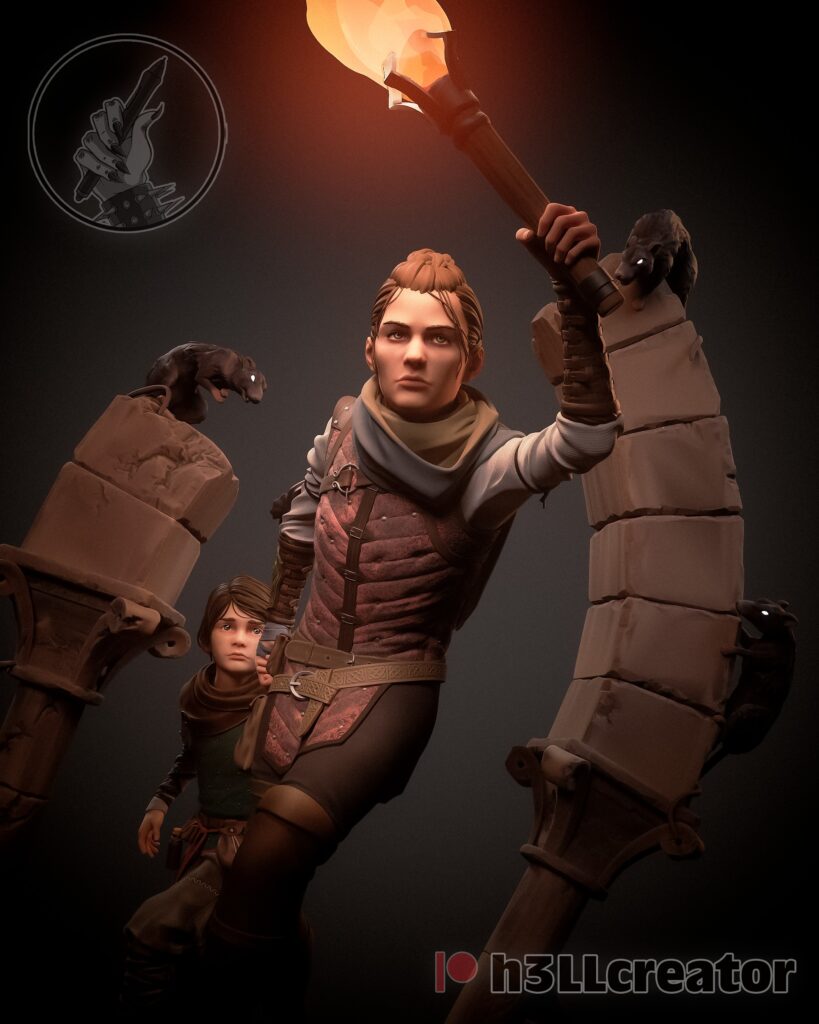 Amicia & Hugo - A Plague Tale - figurka 3D Drukarnia Marzeń