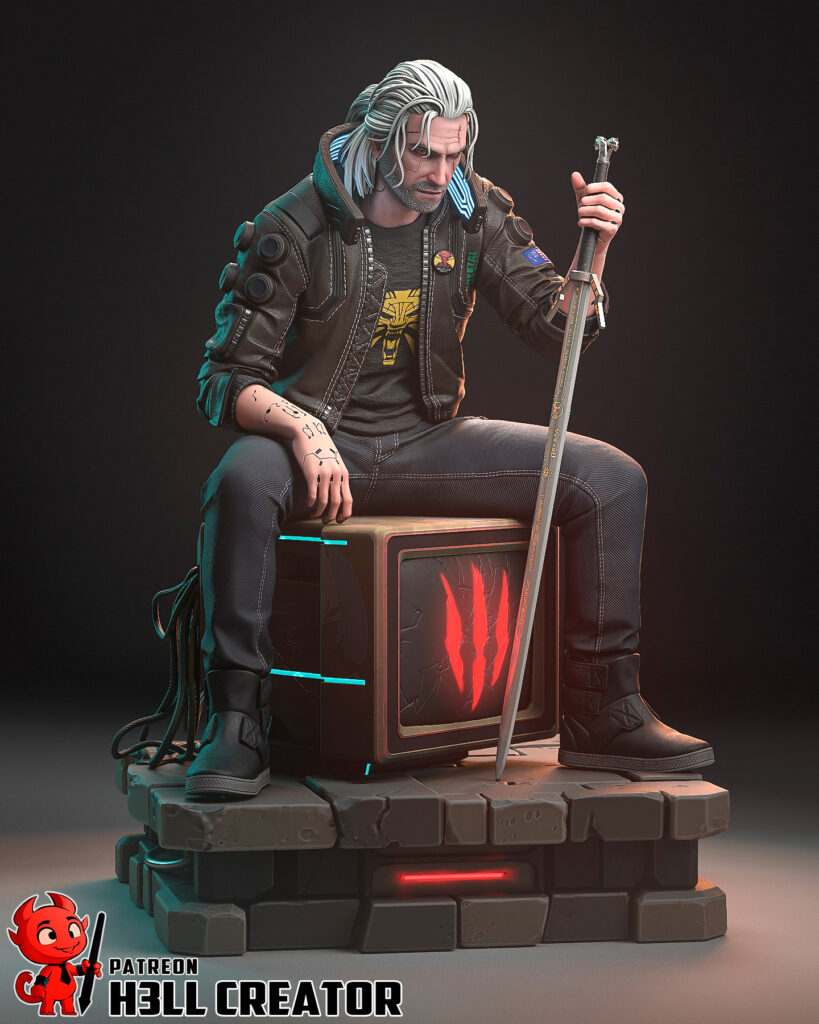 Silverronin Geralt - Cyberpunk 2077 - figurka 3D Drukarnia Marzeń