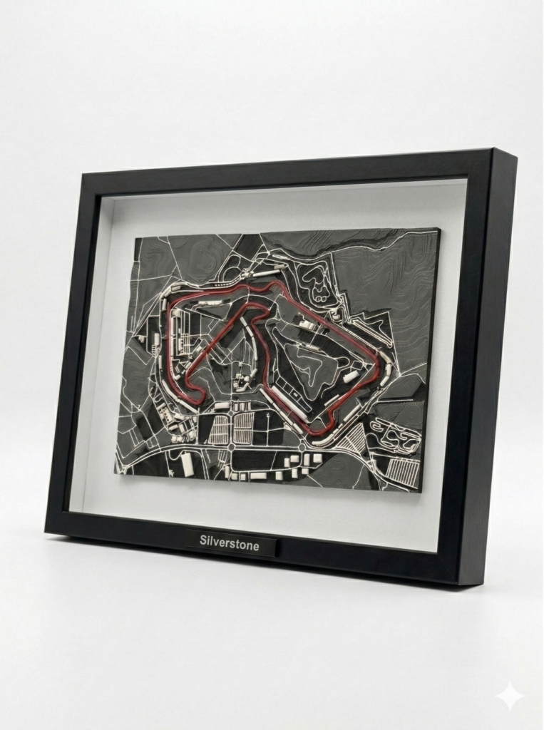Silverstone (Wielka Brytania) - Tor wyścigowy 3d w ramce - figurka 3D Drukarnia Marzeń
